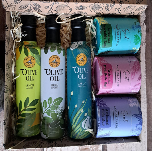 Flavored Olive oils and Rub Gift set